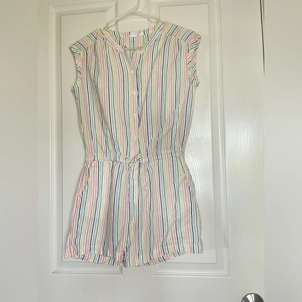 GAP kids Short Sleeve Button Front Rainbow Stripe Romper Girl xxl